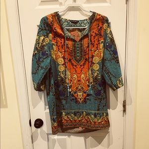 3/4 trumpet sleeve jewel toned dress